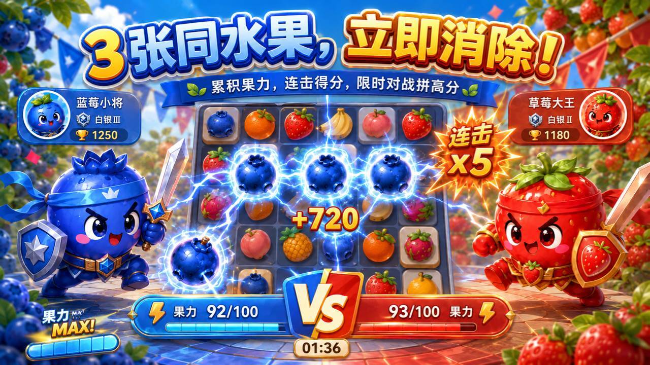 【新游推荐】蓝莓战草莓今日10:57首发上线